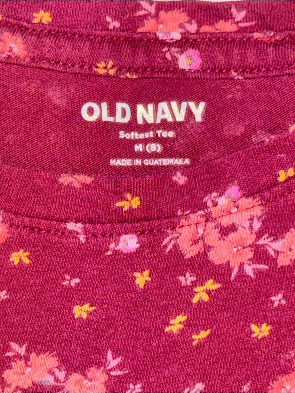 Old Navy size medium Maroon Floral Short Sleeve Tee